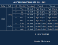 Lịch thi lên lớp 2021