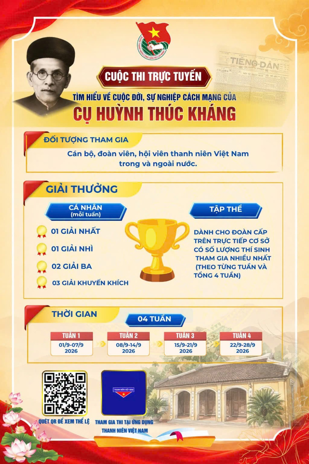 PHÁT ĐỘNG CUỘC THI TRỰC TUYẾN TÌM HIỂU VỀ CUỘC ĐỜI VÀ SỰ NGHIỆP CÁCH MẠNG CỦA CỤ HUỲNH THÚC KHÁNG – ảnh 1
